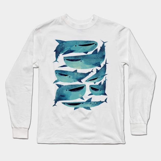 Happy Whale sharks! Long Sleeve T-Shirt by Gareth Lucas